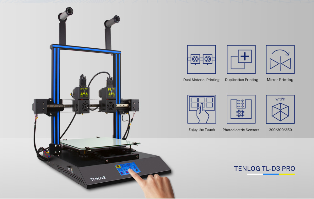 un fabricante profesional de impresoras de doble extrusora tenlog 3d